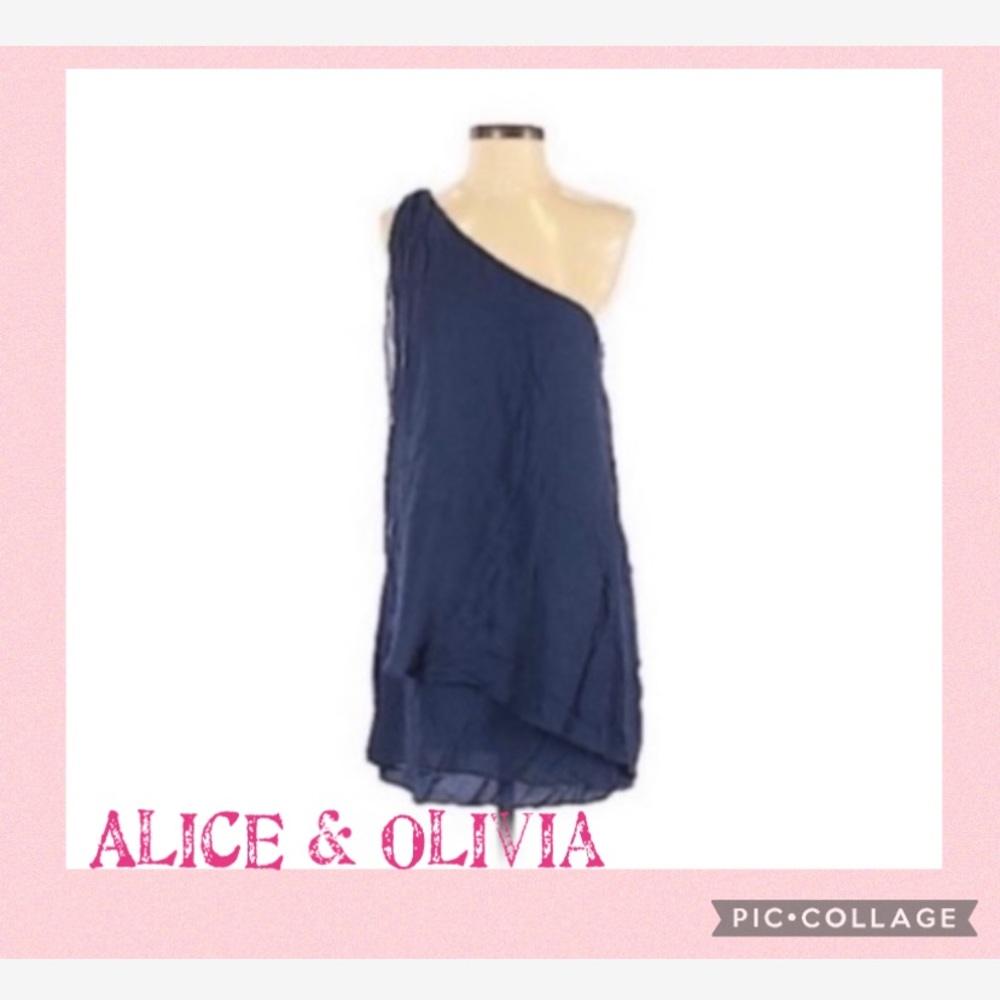 2-1 Alice &+Olivia Navy One Shelves Dress Size M View 5